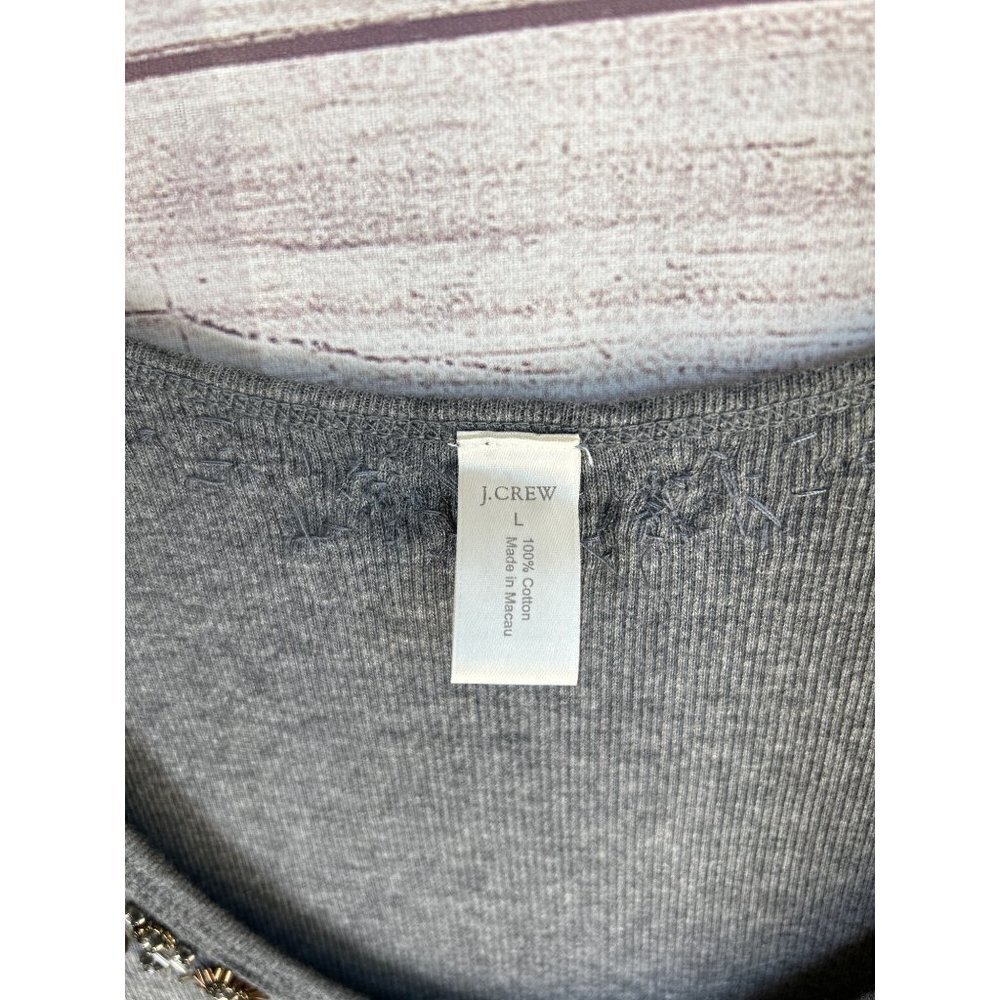 J. Crew Gray Sequin Trim Ribbed Tank Top Size Large - Picture 7 of 10